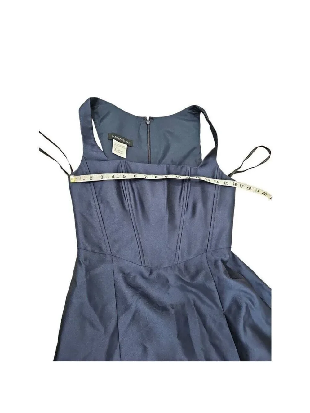 NWOT Alfred Sung Boned Corset Closed-Back Satin Gown Sz 8 - Picture 9 of 10